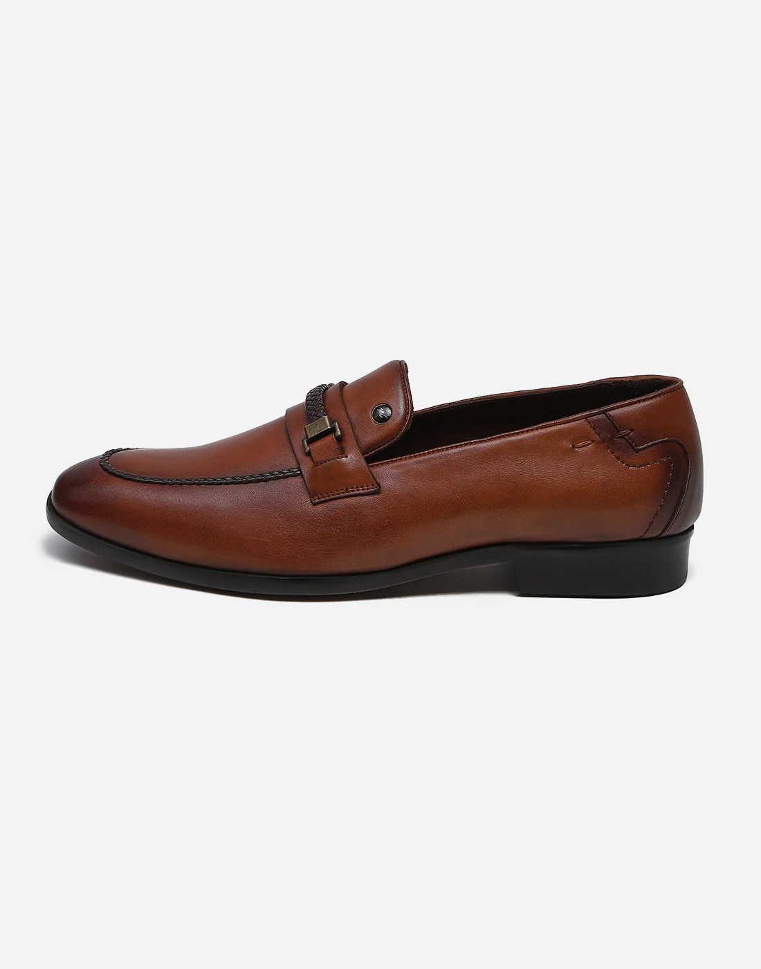 Men Tan Slip on Genuine Leather Loafers - Image 4