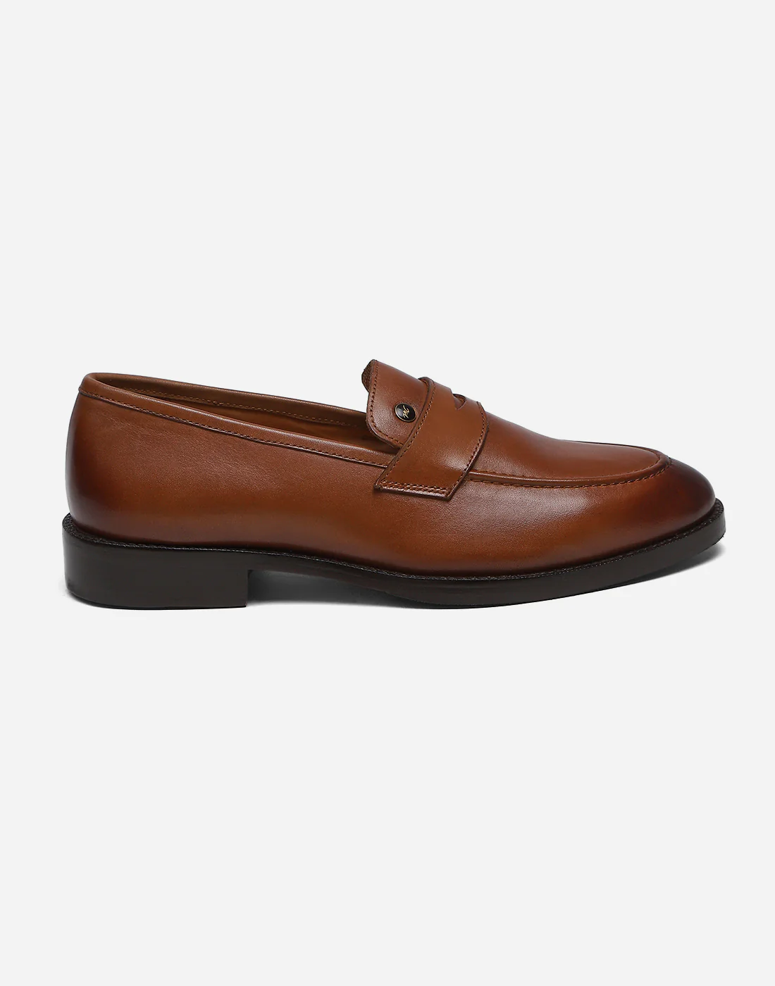 Men Tan Slip on Genuine Leather Loafers - Image 3