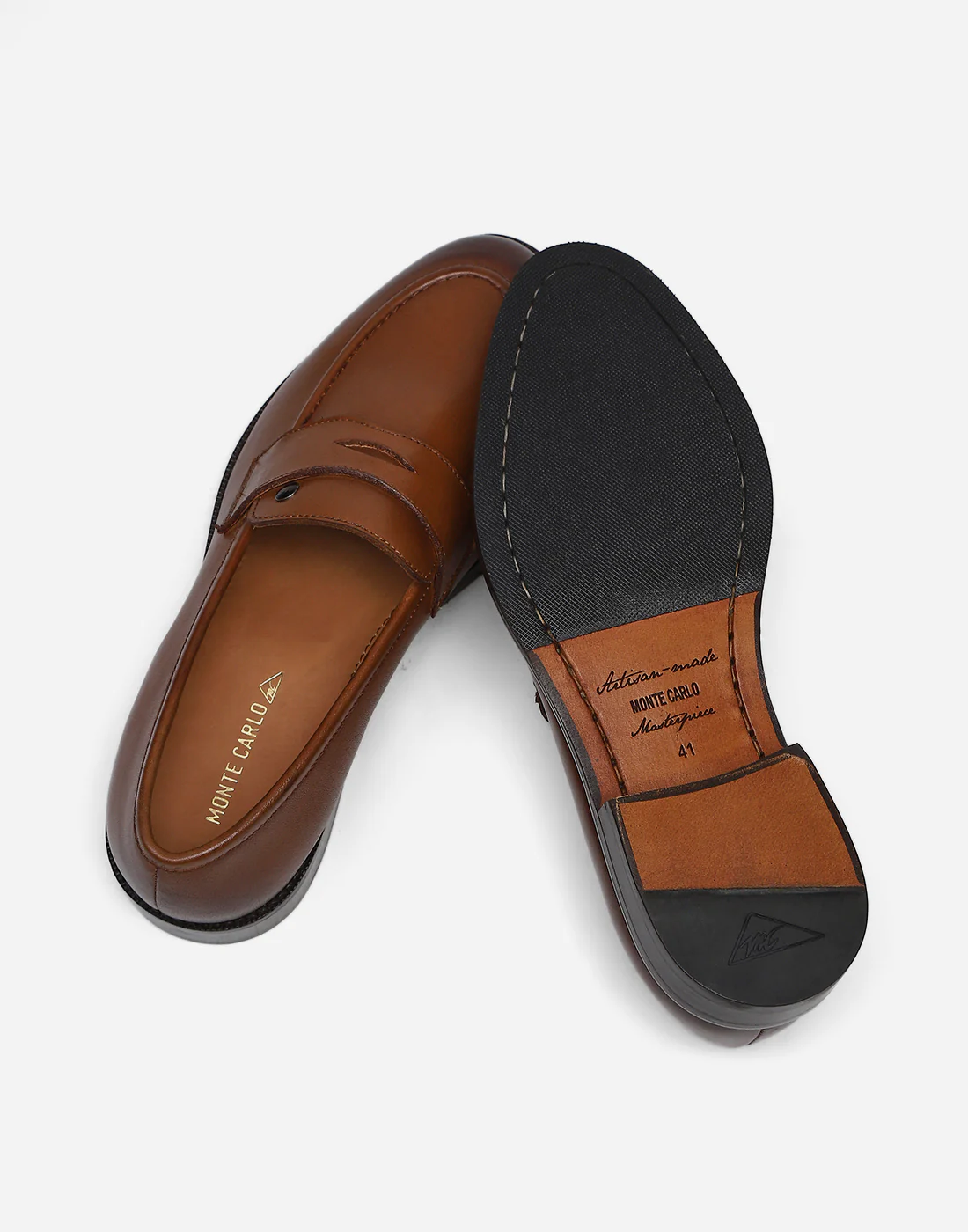 Men Tan Slip on Genuine Leather Loafers - Image 6