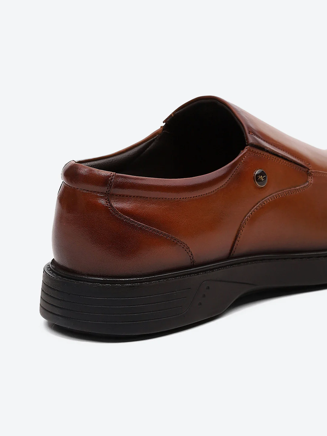 Men Tan Leather Slip on Shoes - Image 9