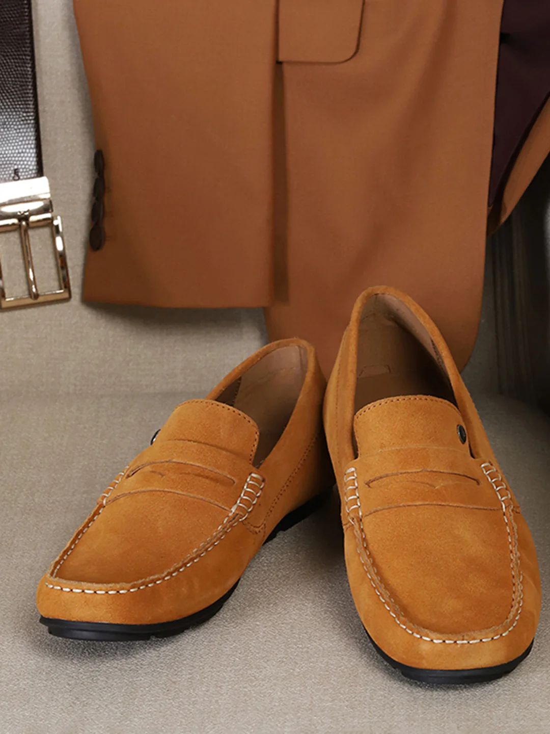 Men Tan Slip-On Genuine Leather Loafer - Image 12