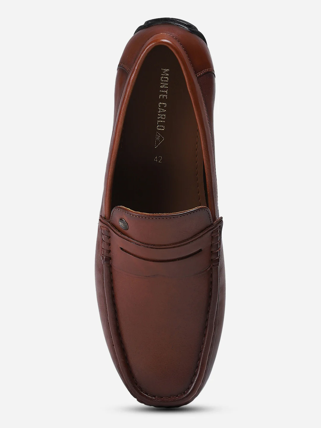 Men Tan Slip on Genuine Leather Loafers - Image 5