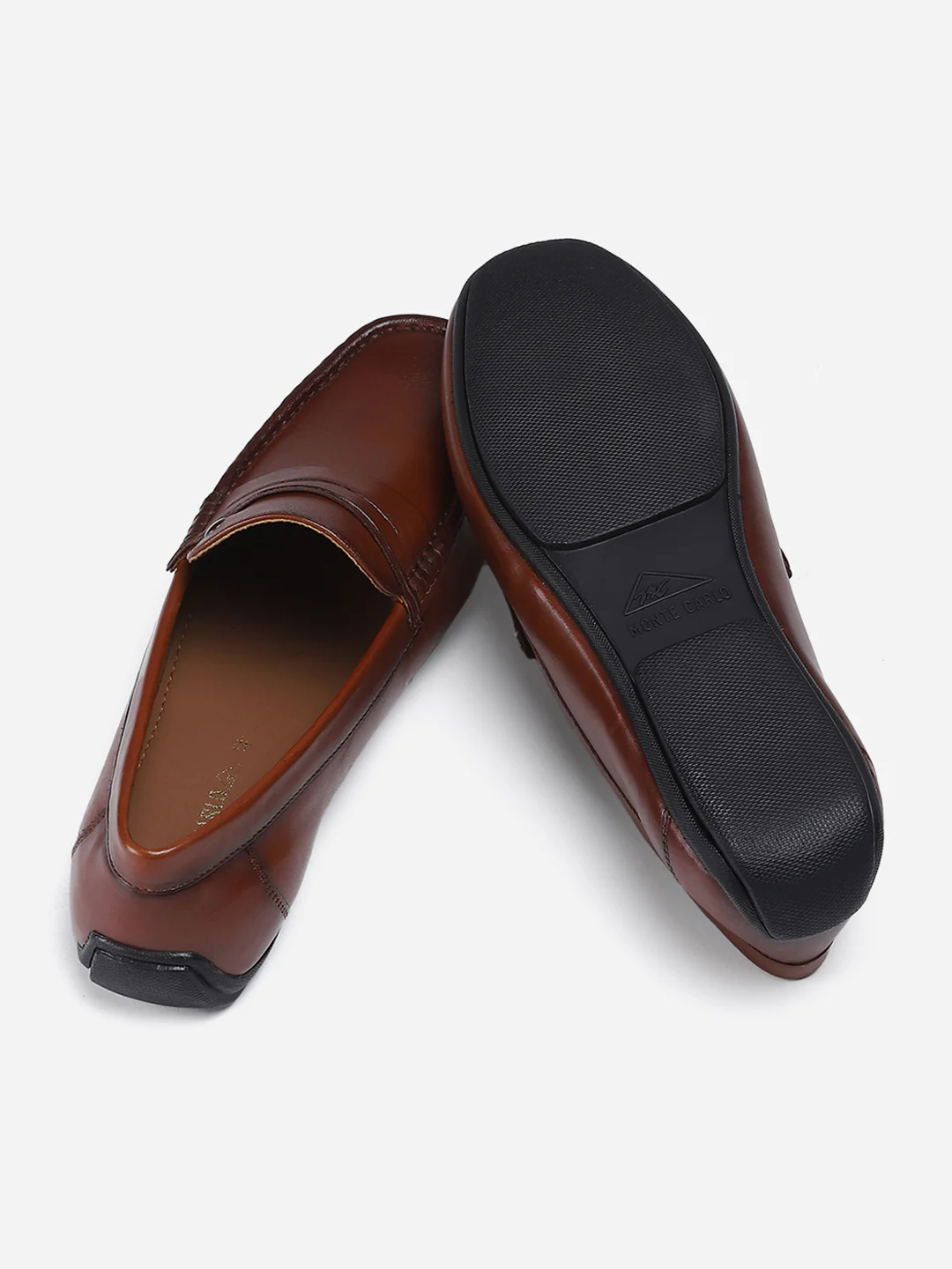 Men Tan Slip on Genuine Leather Loafers - Image 6