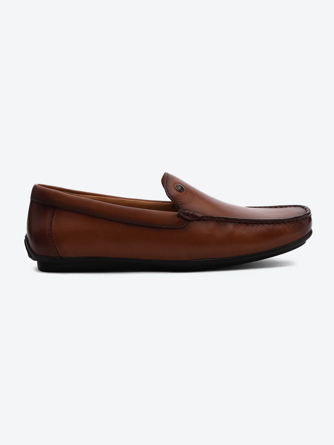 Men Tan Slip on Genuine Leather Loafers - Image 5