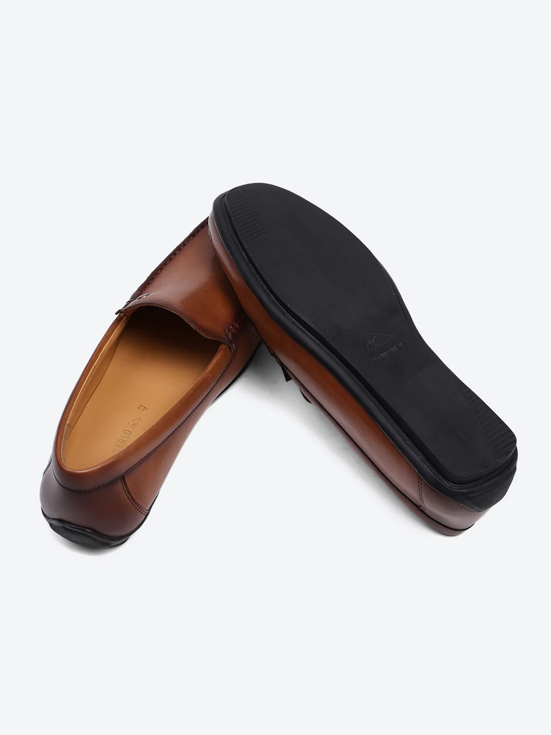 Men Tan Slip on Genuine Leather Loafers - Image 8