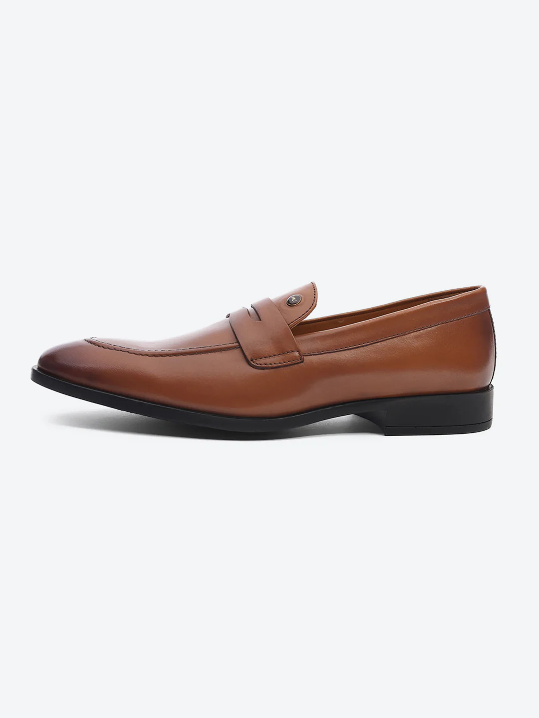 Men Tan Slip on Genuine Leather Loafers - Image 4