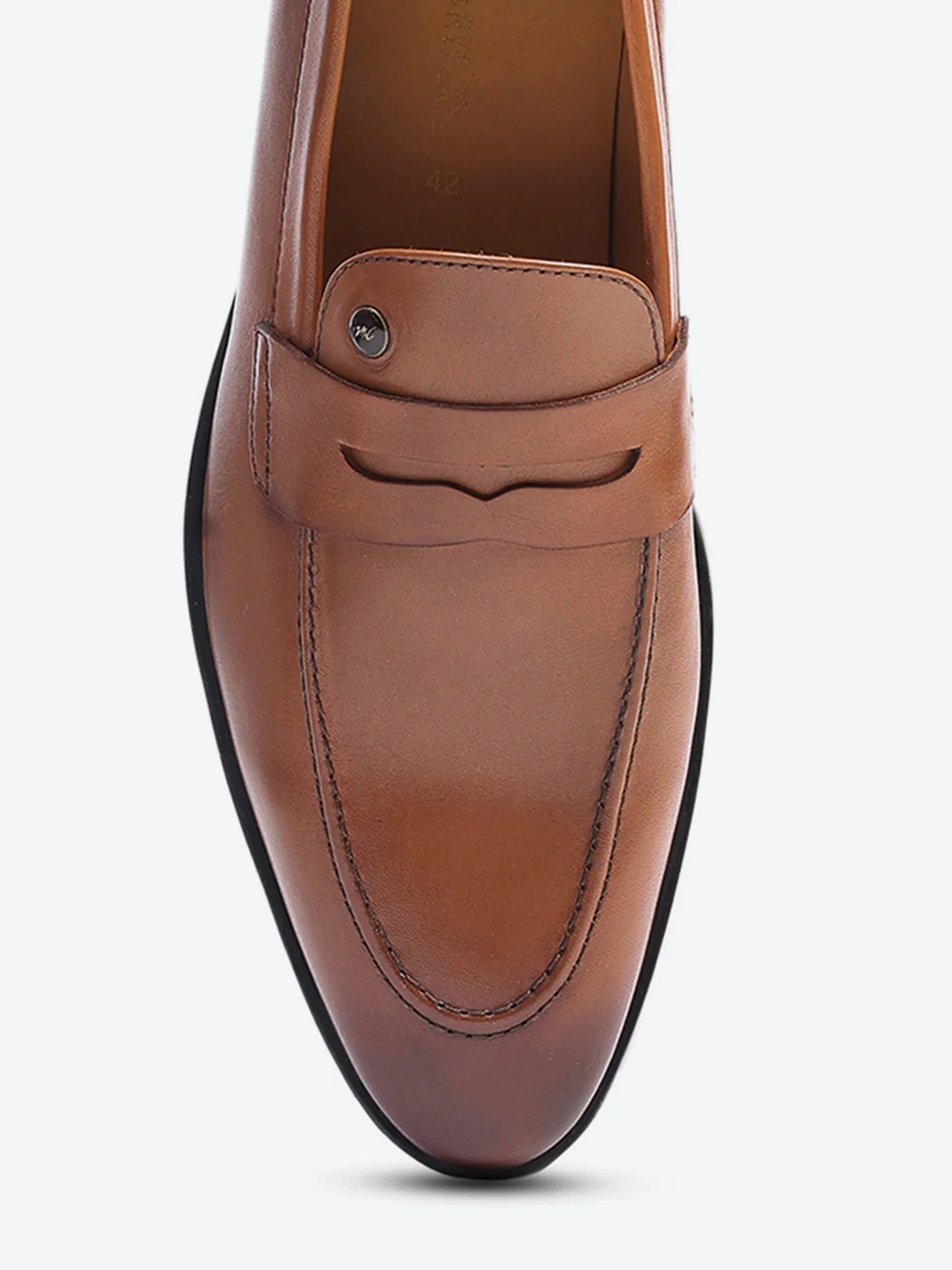 Men Tan Slip on Genuine Leather Loafers - Image 7