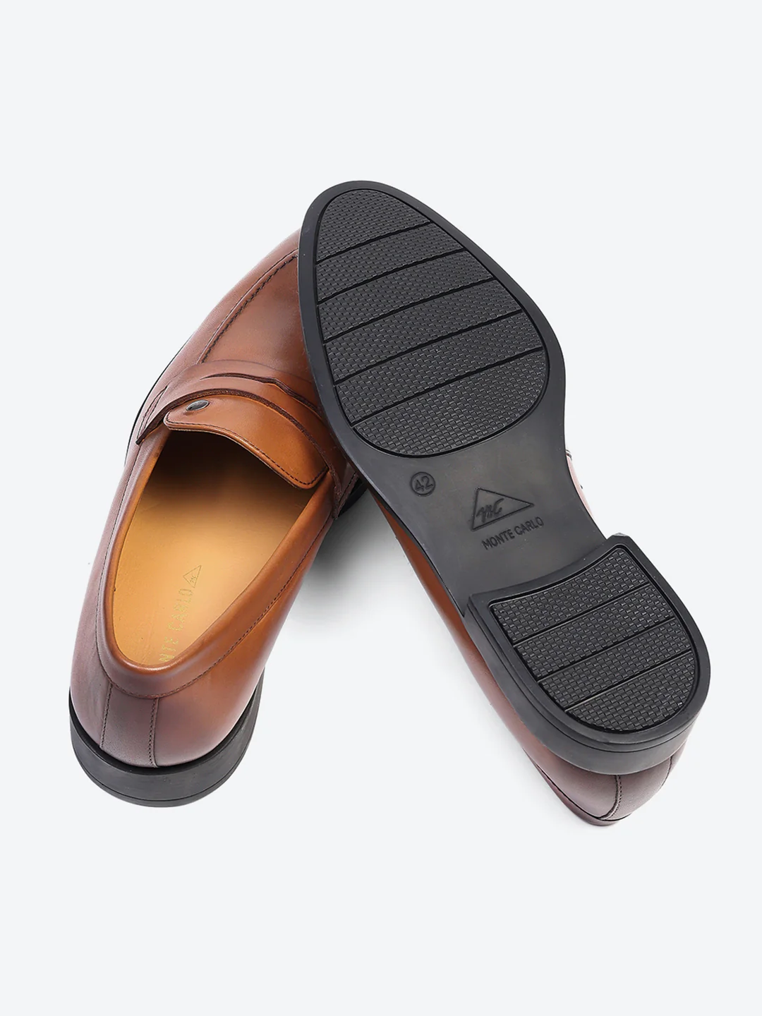 Men Tan Slip on Genuine Leather Loafers - Image 8