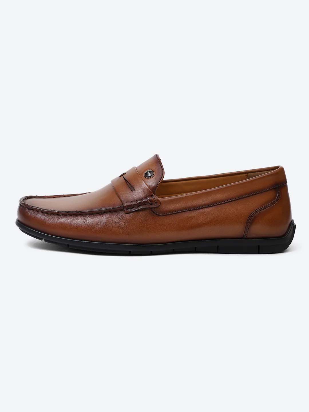 Men Tan Slip on Genuine Leather Loafers - Image 4