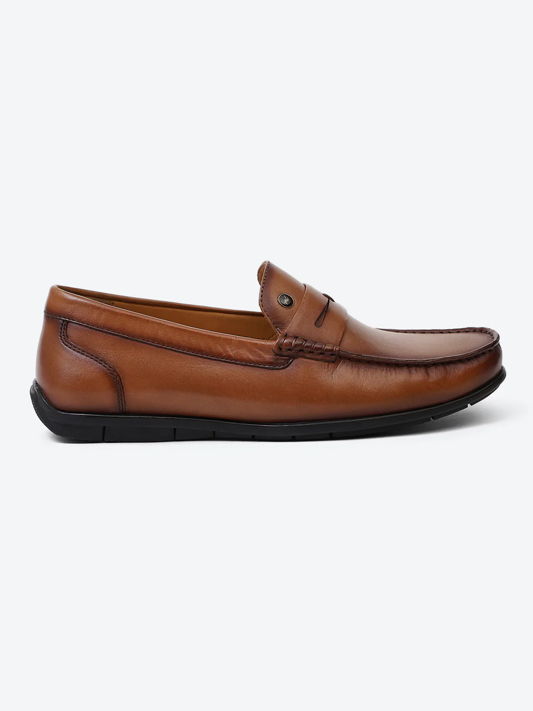 Men Tan Slip on Genuine Leather Loafers - Image 5