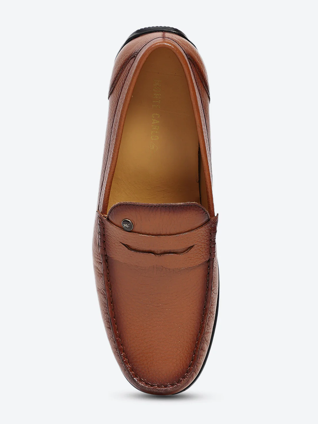 Men Tan Slip on Genuine Leather Loafers - Image 6