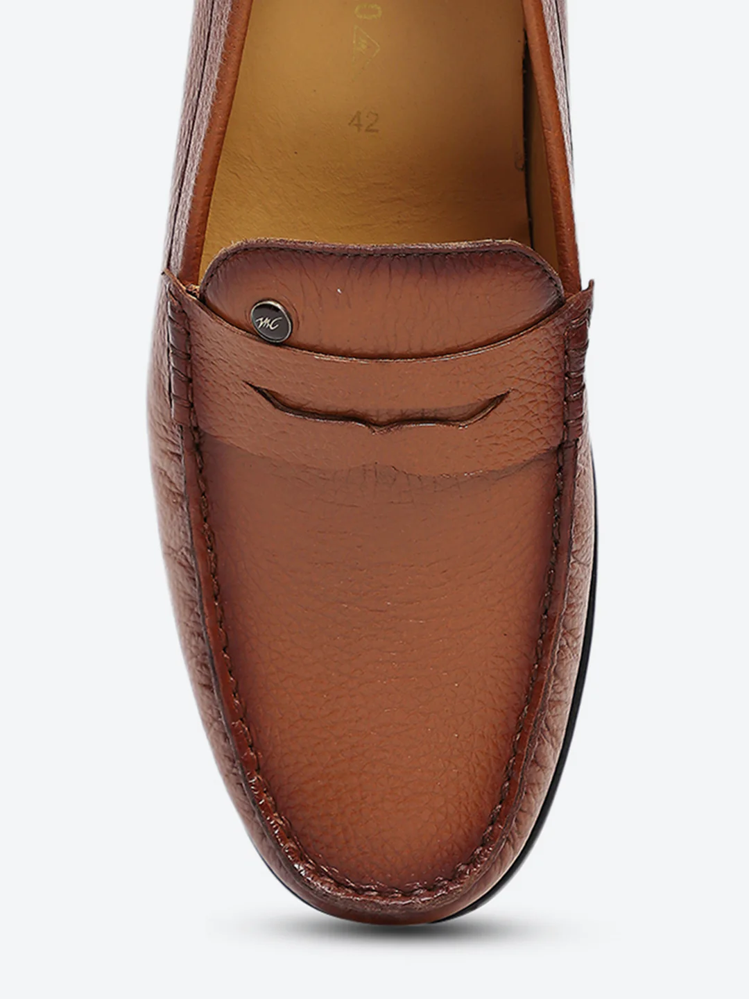 Men Tan Slip on Genuine Leather Loafers - Image 7