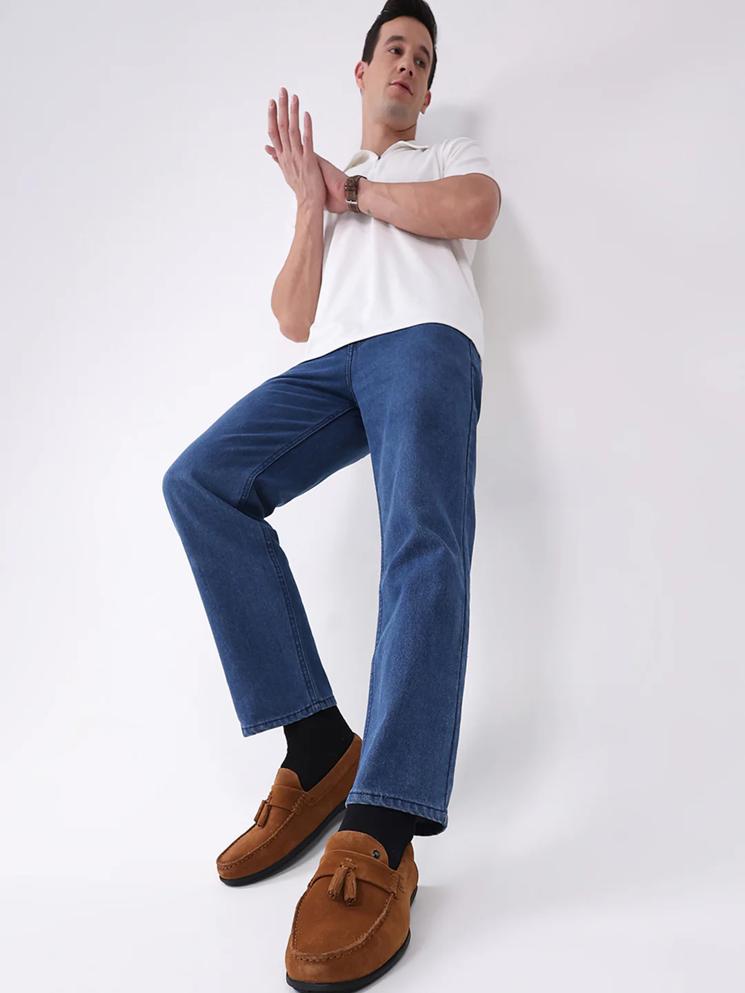 Men Tan Slip on Genuine Leather Loafers - Image 10
