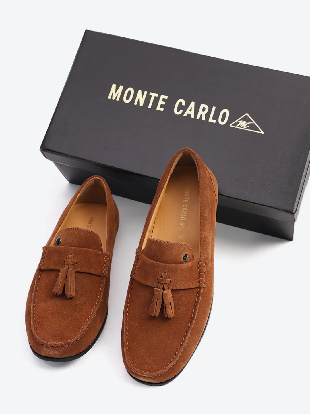 Men Tan Slip on Genuine Leather Loafers - Image 2