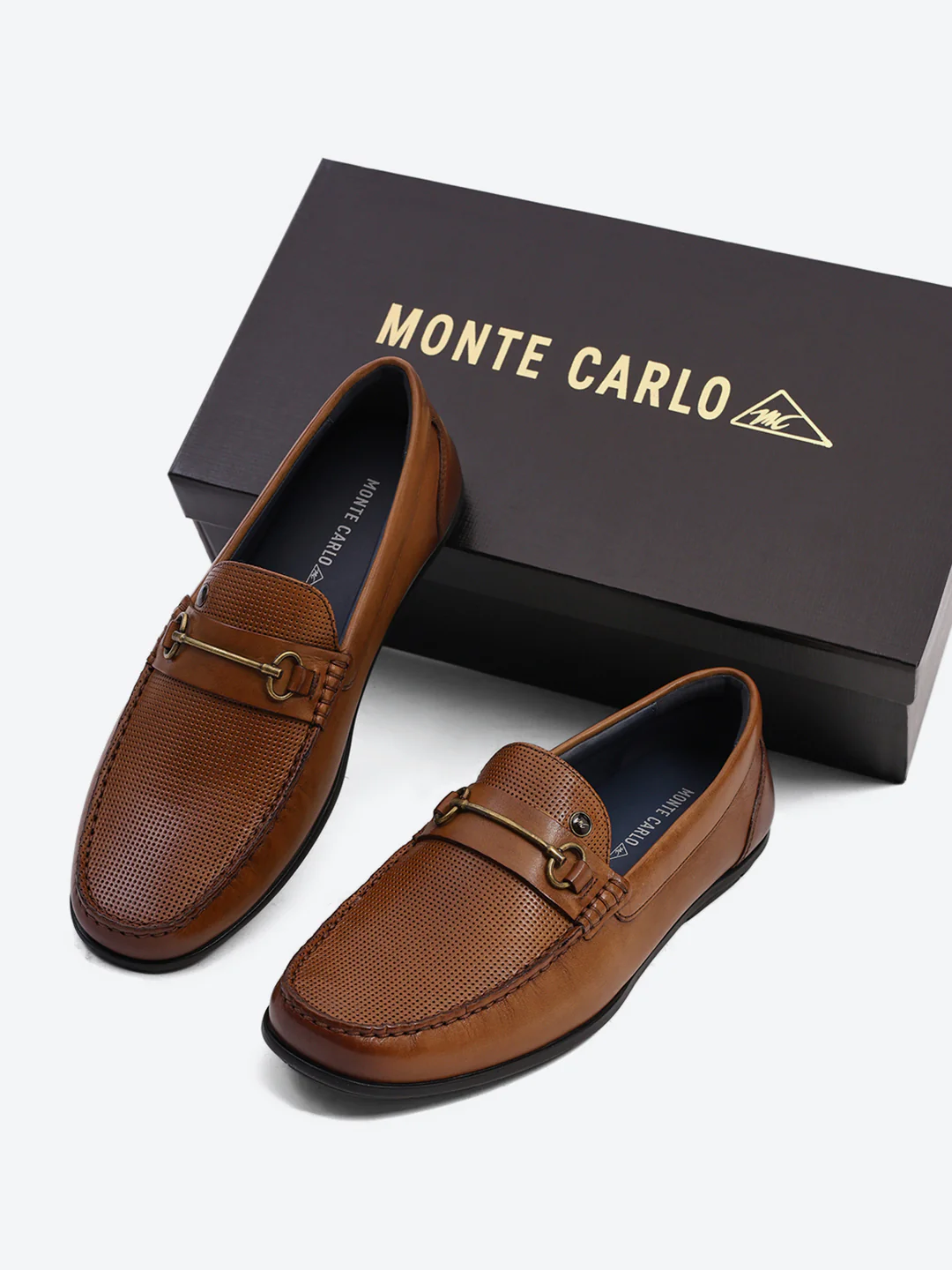 Men Tan Slip on Genuine Leather Loafers - Image 2