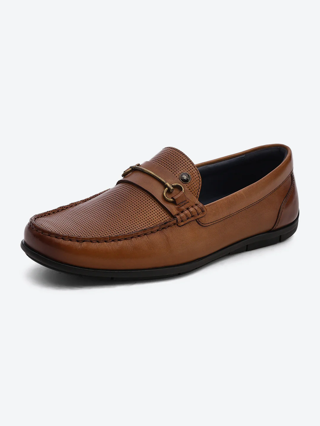 Men Tan Slip on Genuine Leather Loafers - Image 3