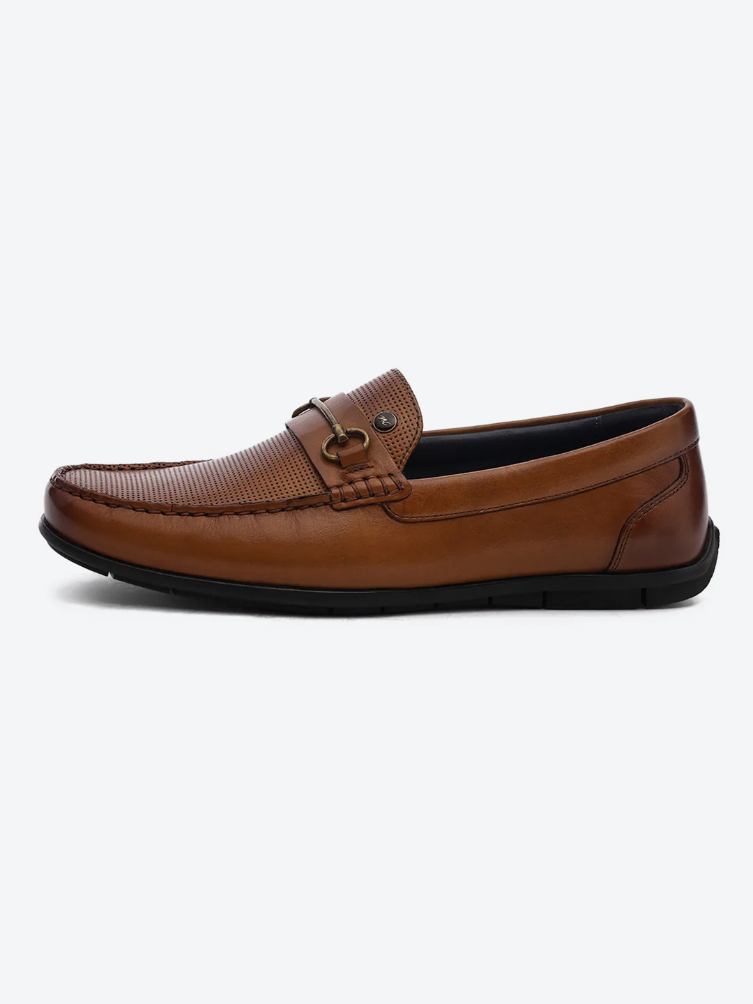 Men Tan Slip on Genuine Leather Loafers - Image 4