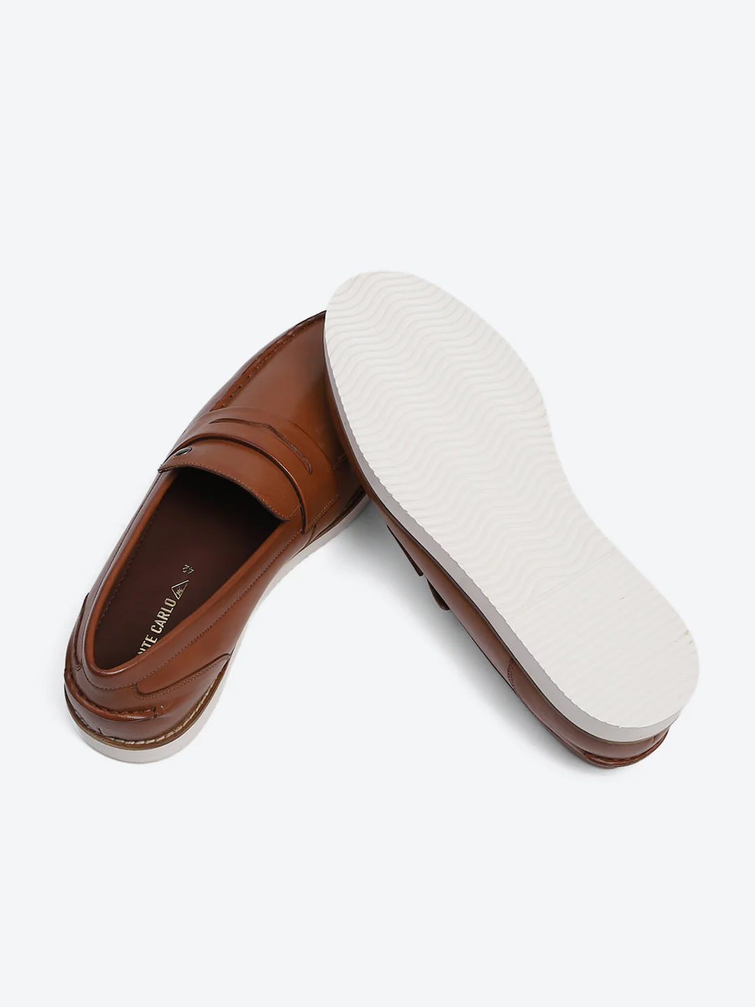Men Tan Slip on Genuine Leather Penny Loafers - Image 8
