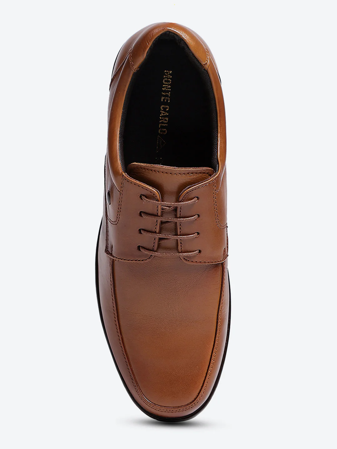 Men Tan Lace Up Leather Formal Derbys - Image 7