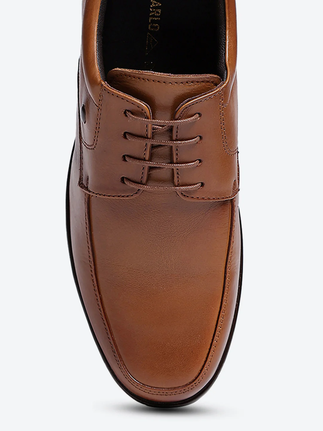 Men Tan Lace Up Leather Formal Derbys - Image 8