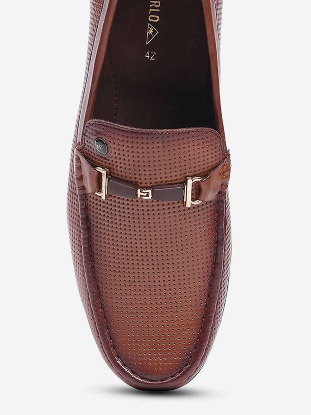 Men Tan Slip on Leather Loafers - Image 8