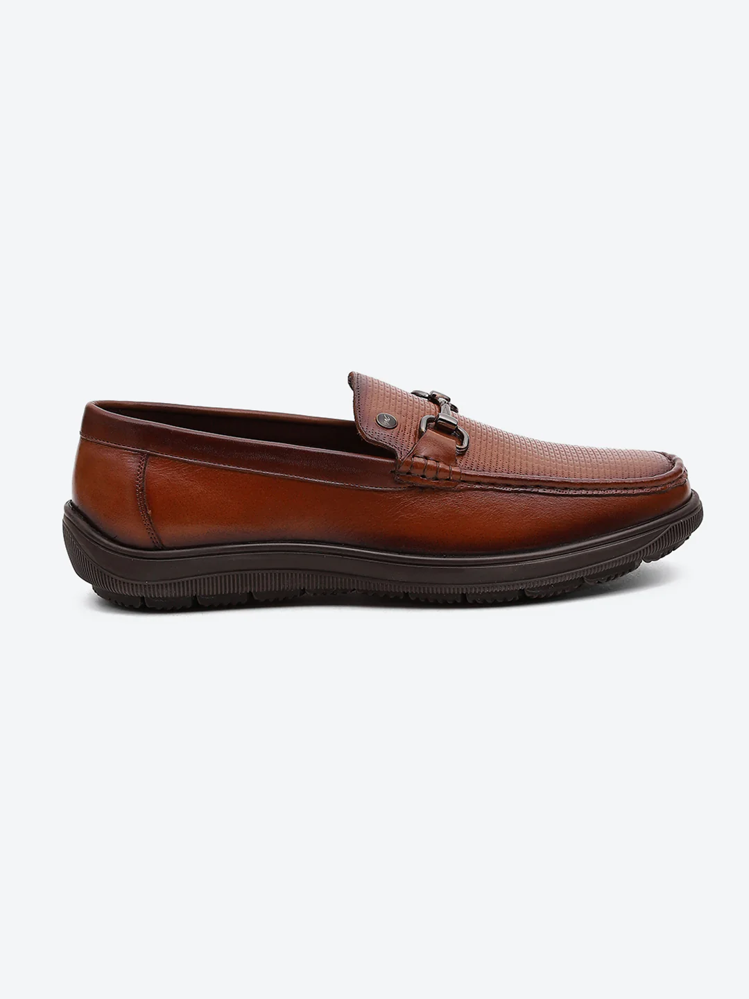 Men Tan Comfortable Slip on Leather Loafers - Image 6