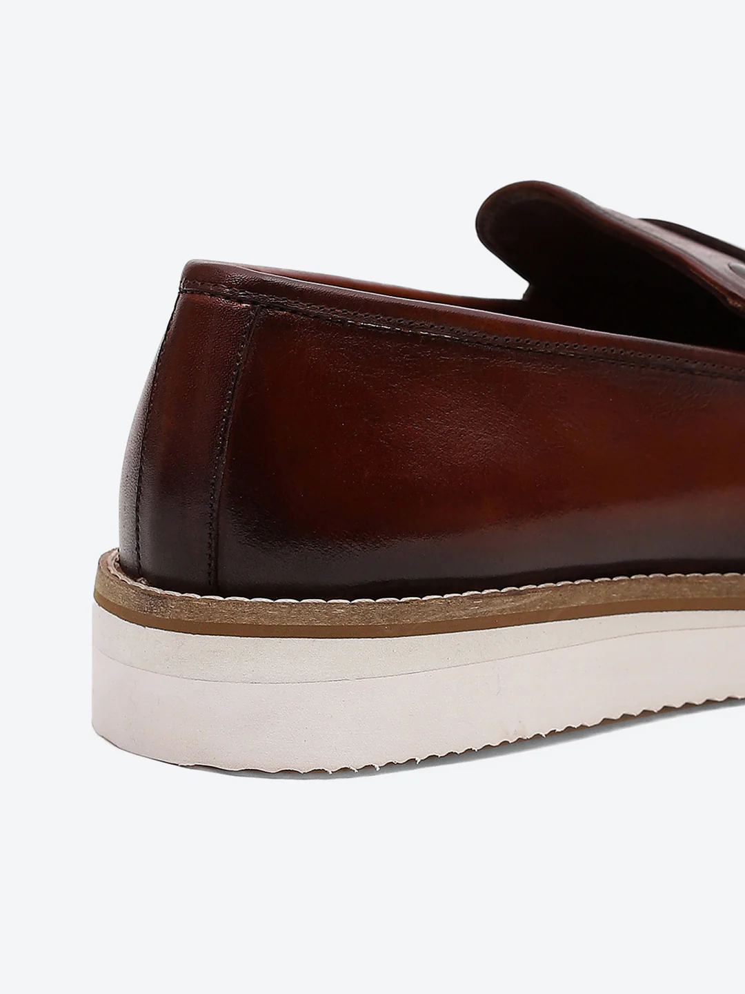 Men Tan Slip on Leather Penny Loafers - Stylish Fashion Shoes - Image 10