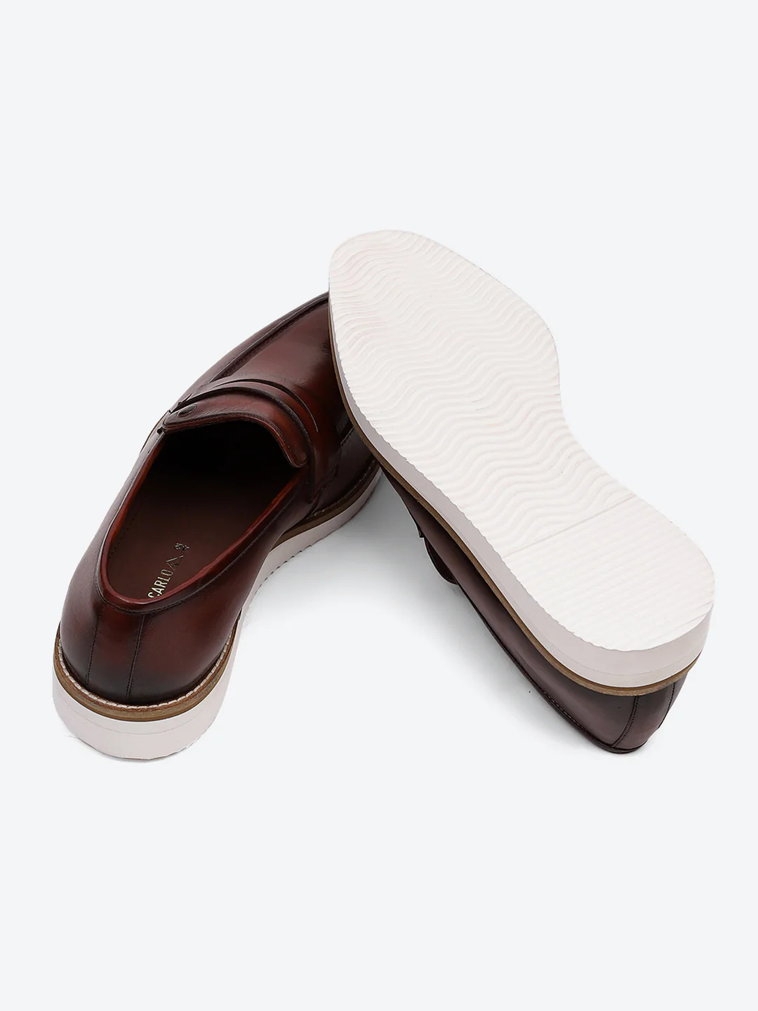 Men Tan Slip on Leather Penny Loafers - Stylish Fashion Shoes - Image 9