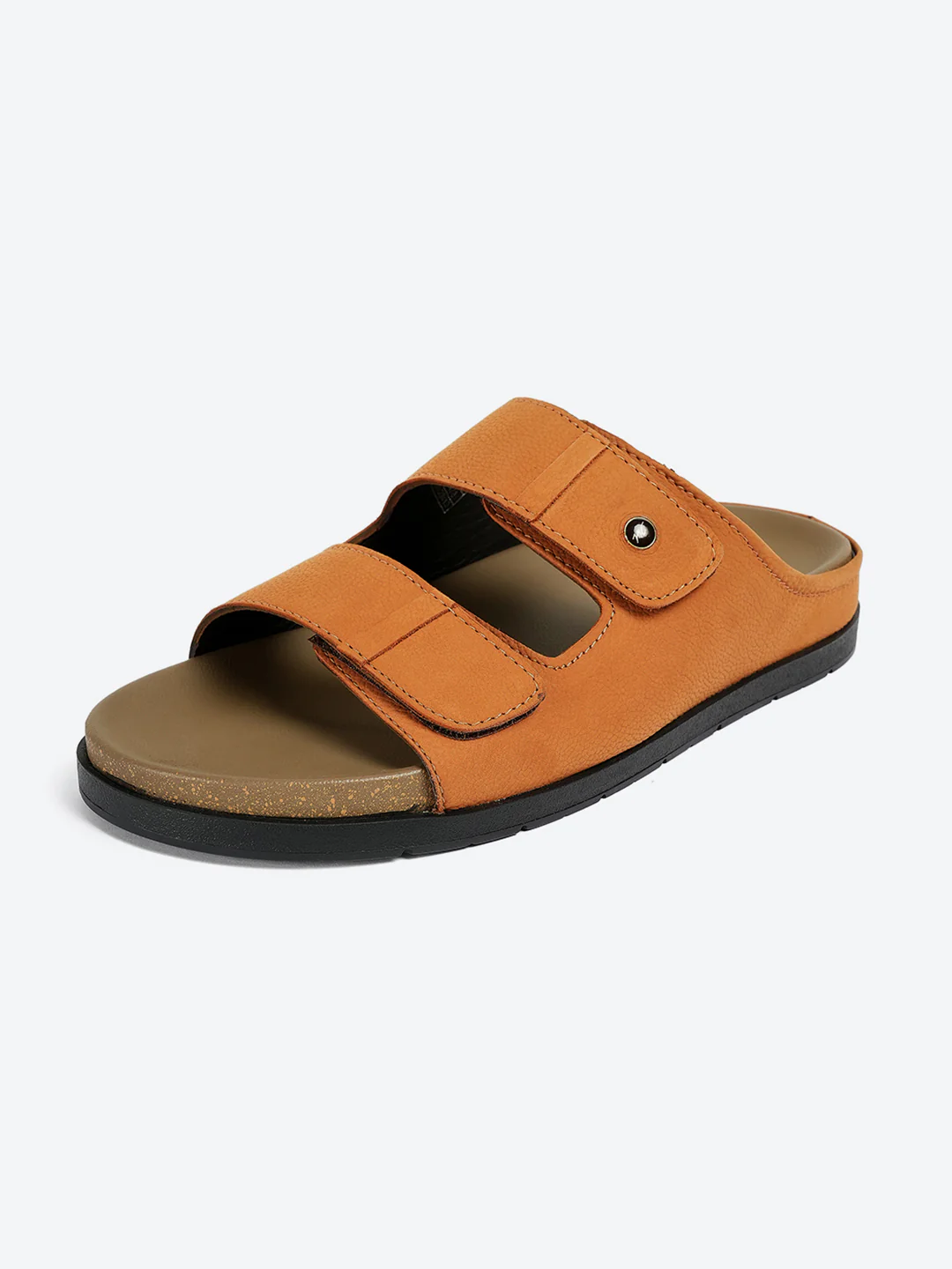 Men Tan Slip on Leather Sandals - Image 3