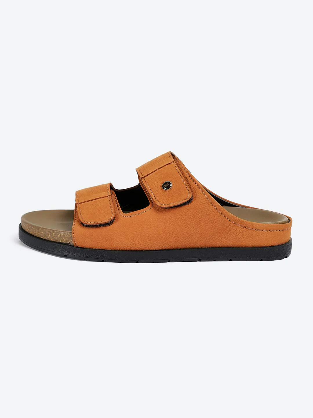 Men Tan Slip on Leather Sandals - Image 4