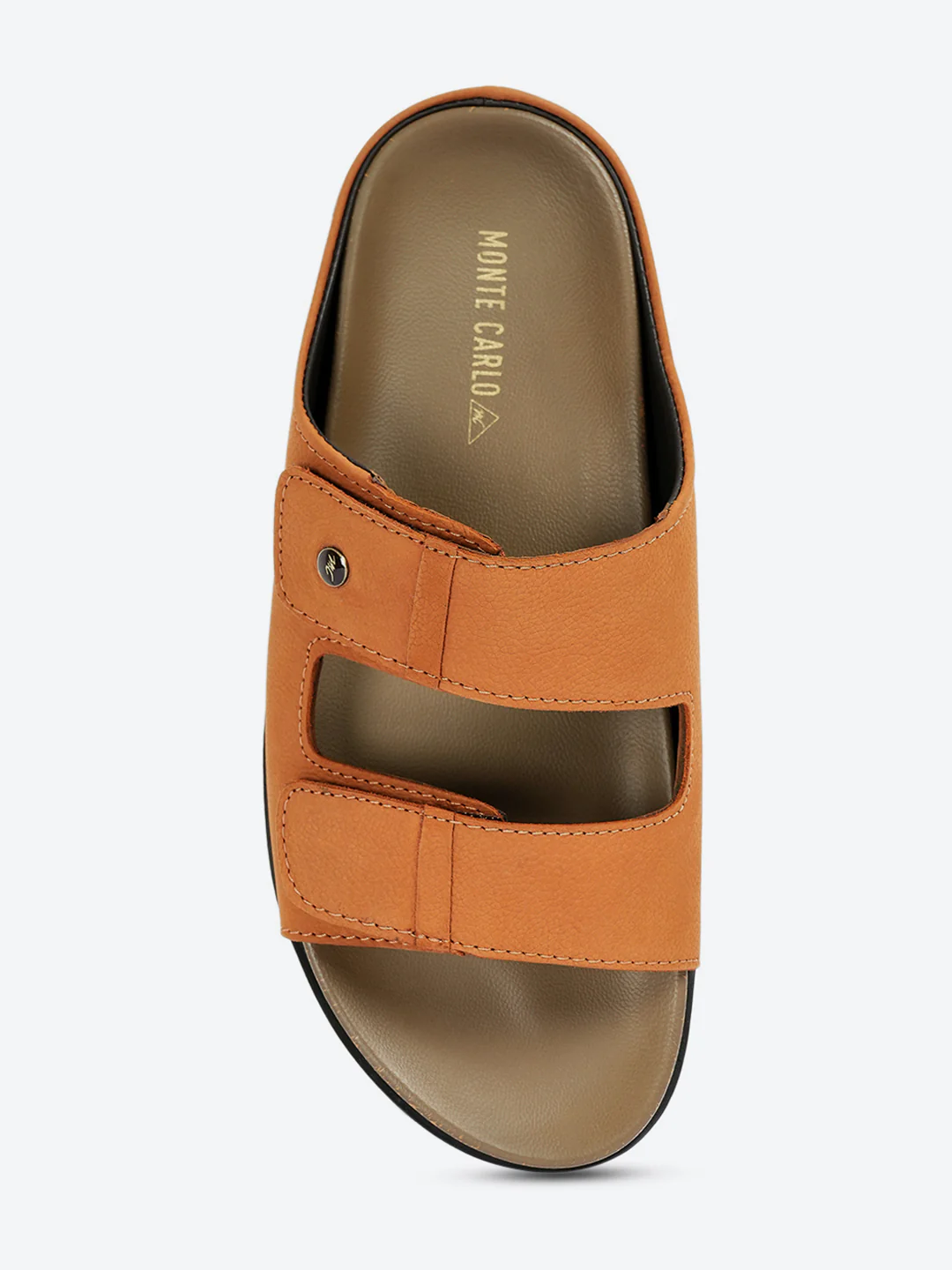 Men Tan Slip on Leather Sandals - Image 6