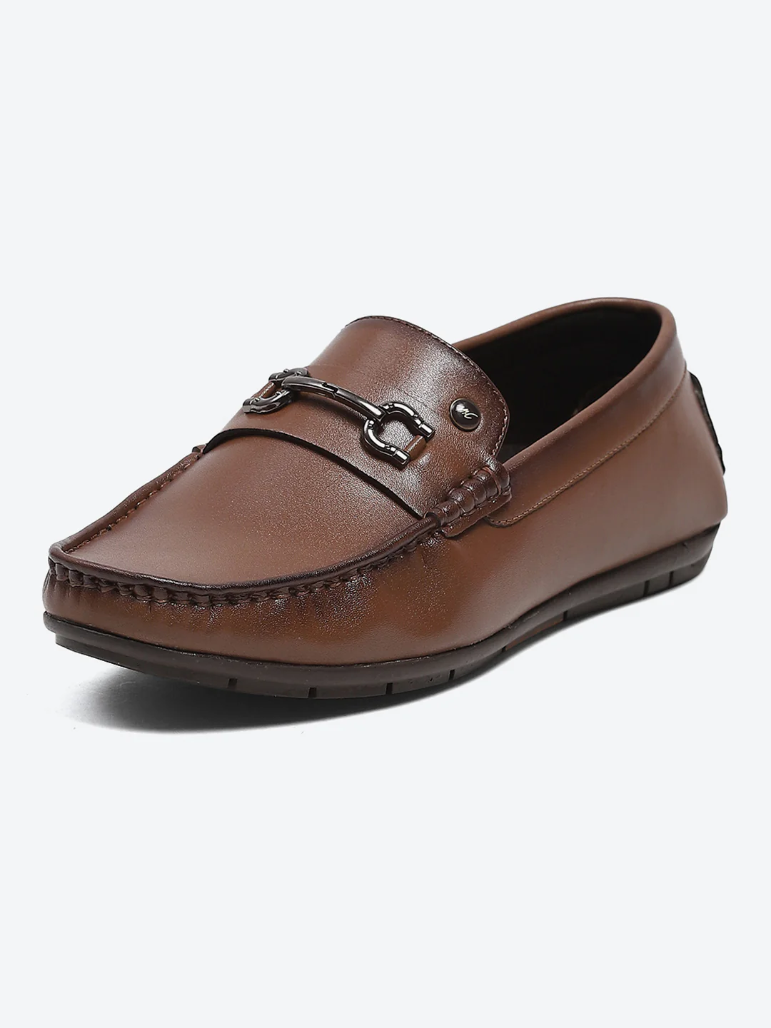 Men Tan Slip on Microfibre Loafers - Image 2