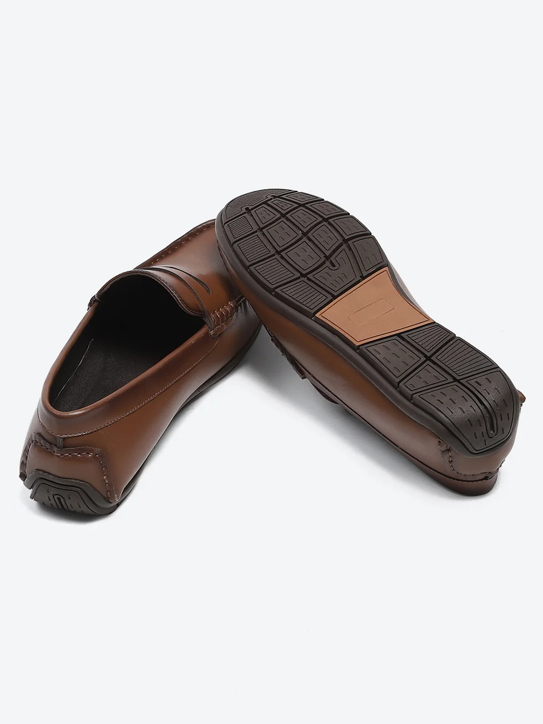 Men Tan Slip on Microfibre Loafers - Image 7