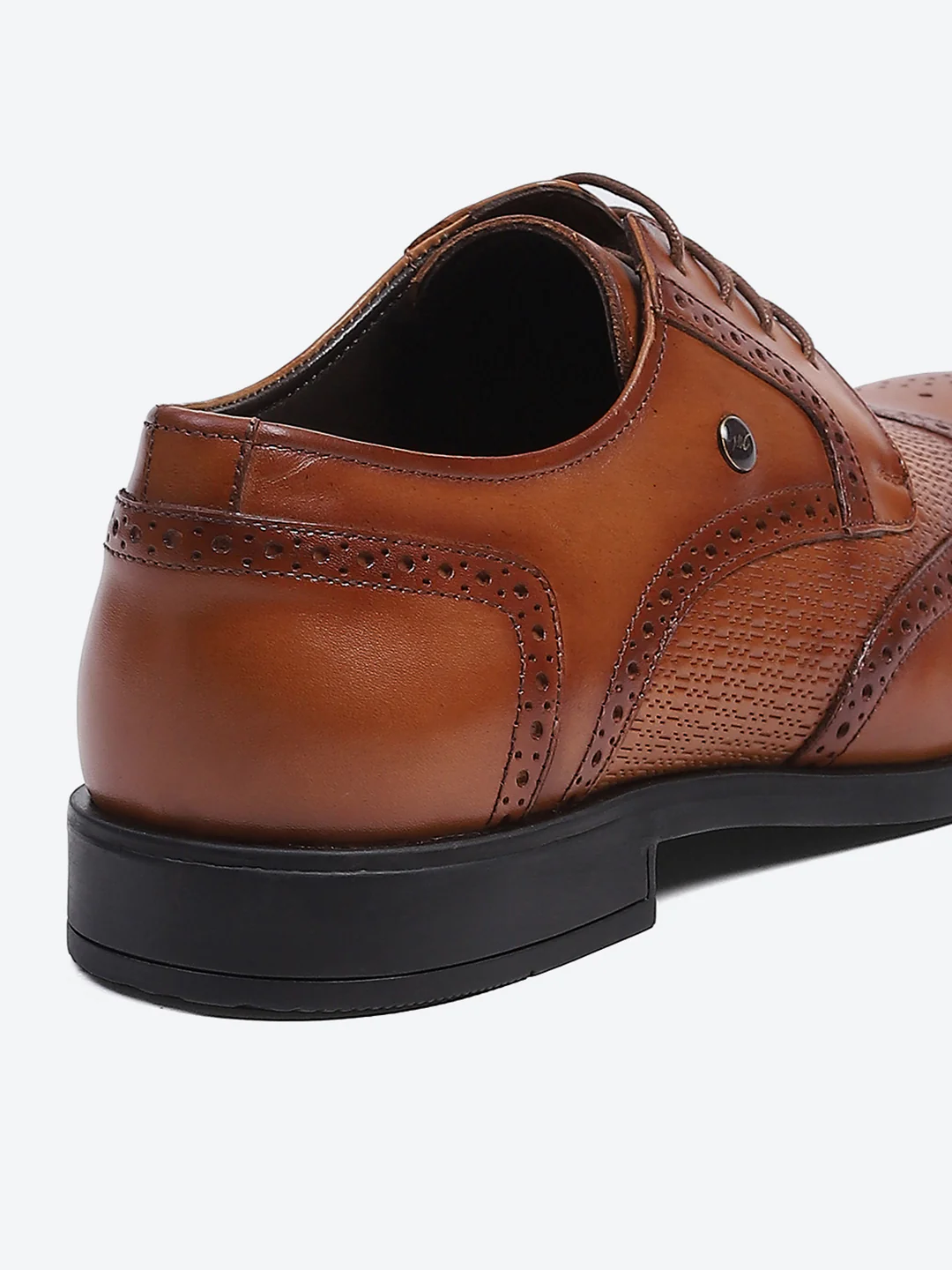 Men Tan Solid Lace Up Genuine Leather Formal Brogues - Image 8