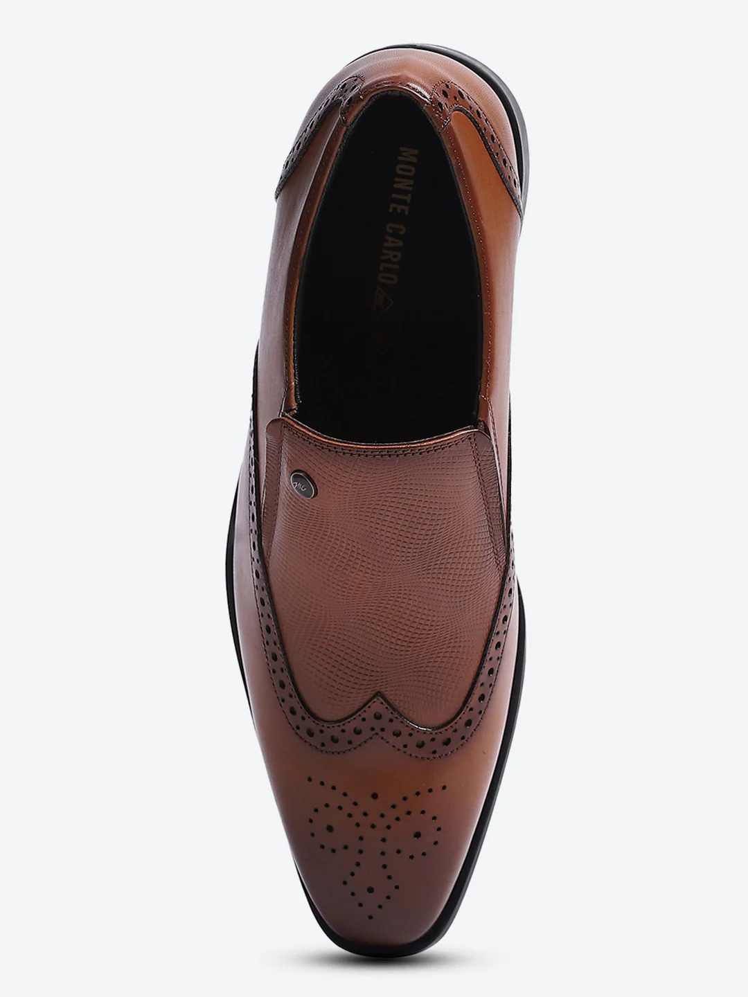 Men Tan Solid Slip on Genuine Leather Formal Shoes - Image 5