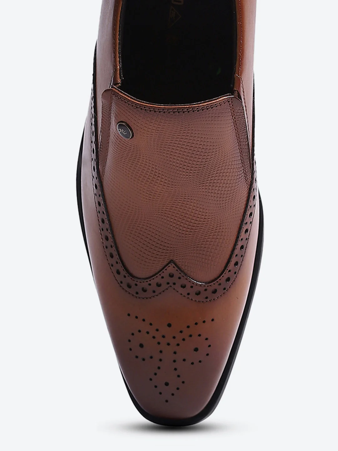 Men Tan Solid Slip on Genuine Leather Formal Shoes - Image 6