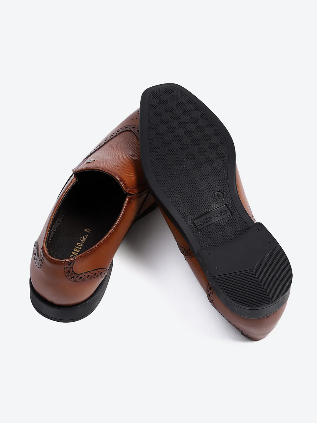 Men Tan Solid Slip on Genuine Leather Formal Shoes - Image 7