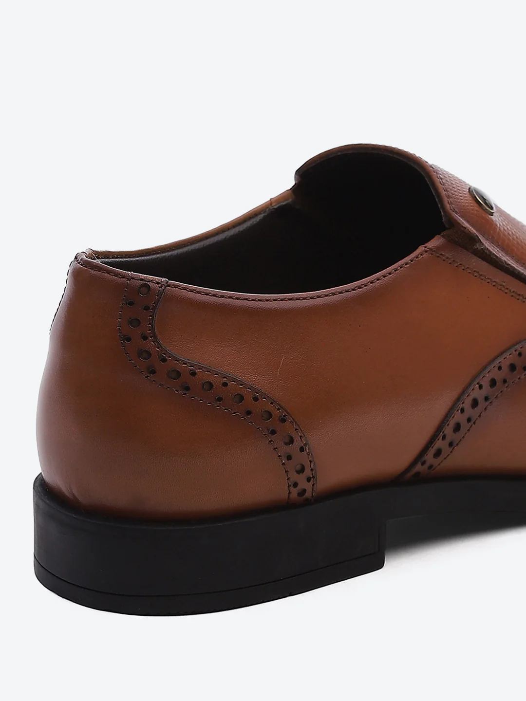 Men Tan Solid Slip on Genuine Leather Formal Shoes - Image 8
