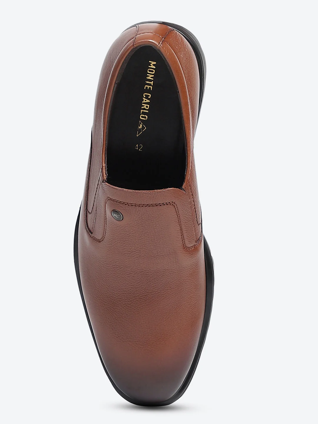 Men Tan Solid Slip on Genuine Leather Formal Shoes - Image 8