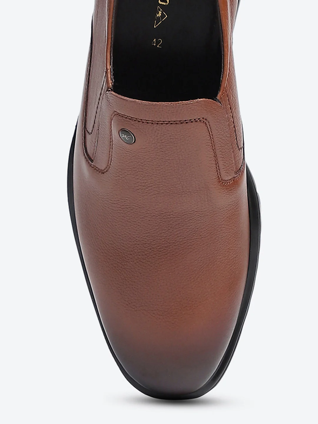 Men Tan Solid Slip on Genuine Leather Formal Shoes - Image 9
