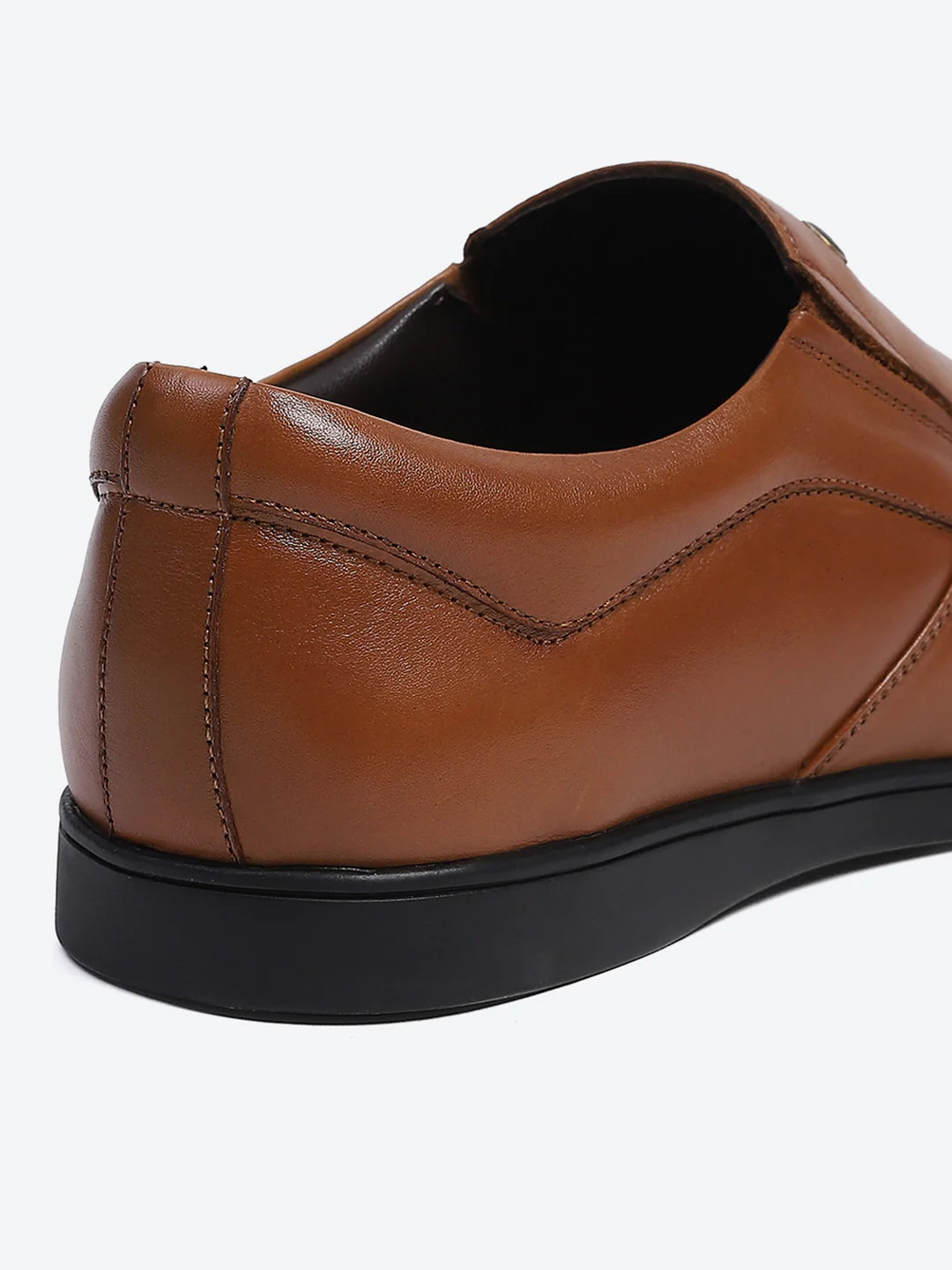 Men Tan Solid Slip on Genuine Leather Square Toe Slip on Shoes - Image 8