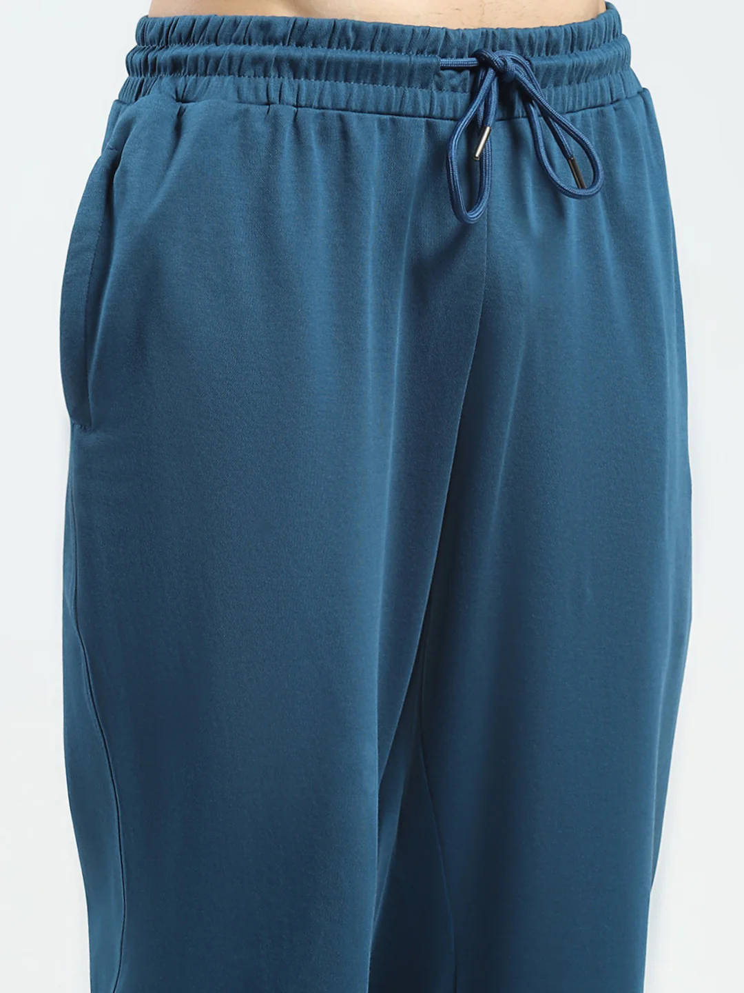 Men Teal Blue Printed Collar Half Sleeve Lower Set - Image 8