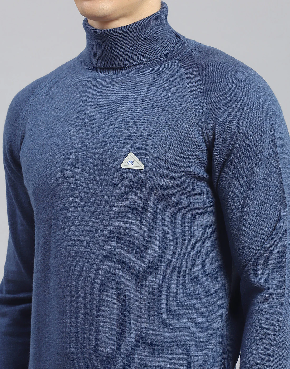 Men Teal Blue Solid H Neck Full Sleeve Pullover - Image 6