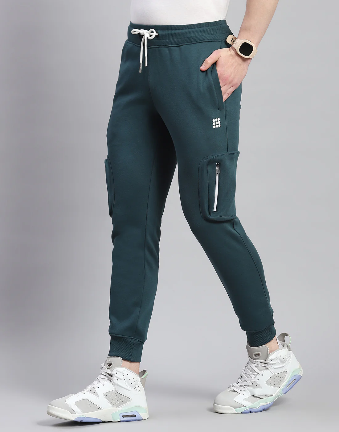 Rock.it Men Teal Blue Solid Regular Fit Lower - Image 3