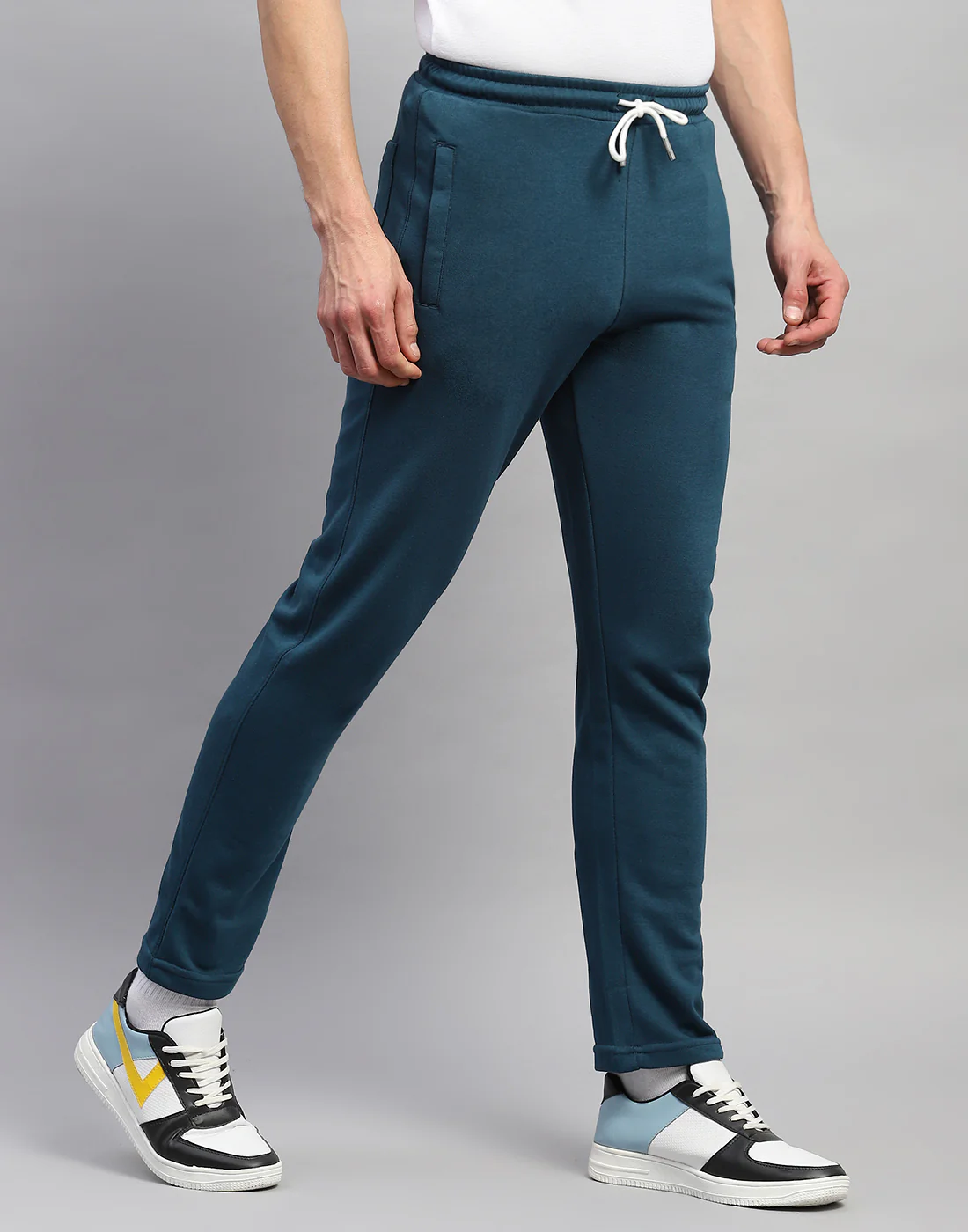 Rock.it Men Teal Blue Solid Regular Fit Lower - Image 4