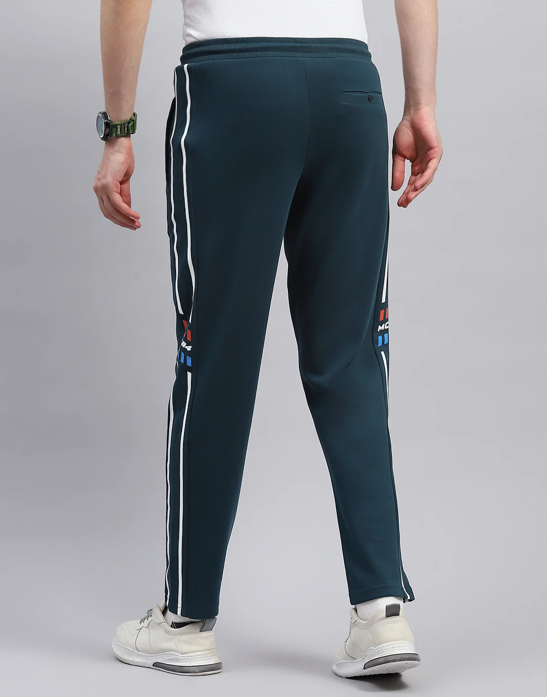 Men Teal Blue Solid Regular Fit Lower - Image 5