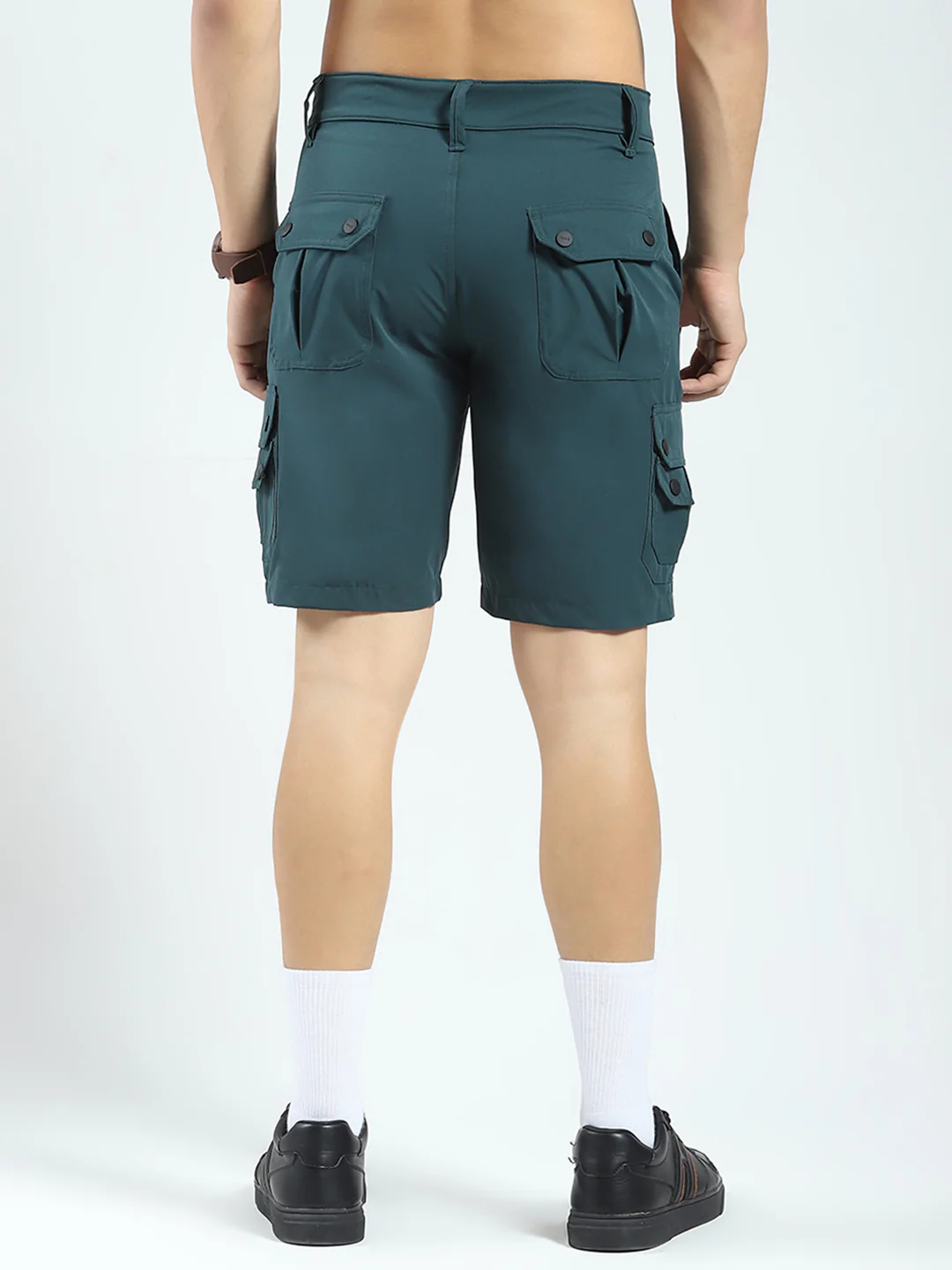Rock.it Men Teal Blue Solid Regular Fit Shorts - Image 5