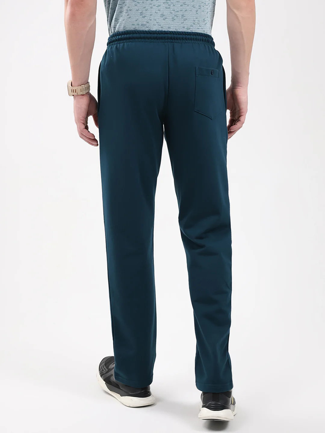 Men Teal Blue Solid Regular Fit Winter Lower - Image 5