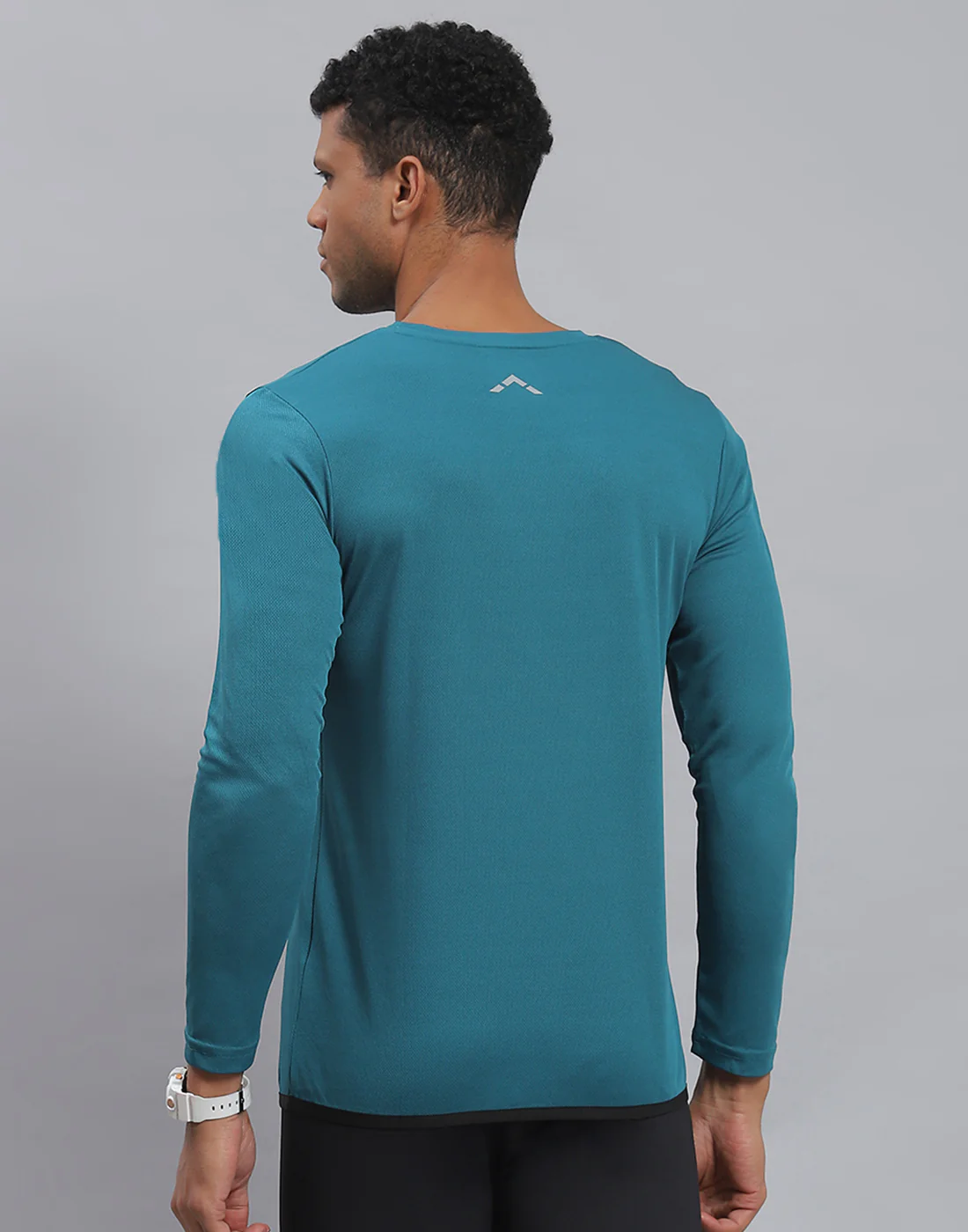 Rock.it Men Teal Blue Solid Round Neck Full Sleeve Active T-Shirt - Image 5