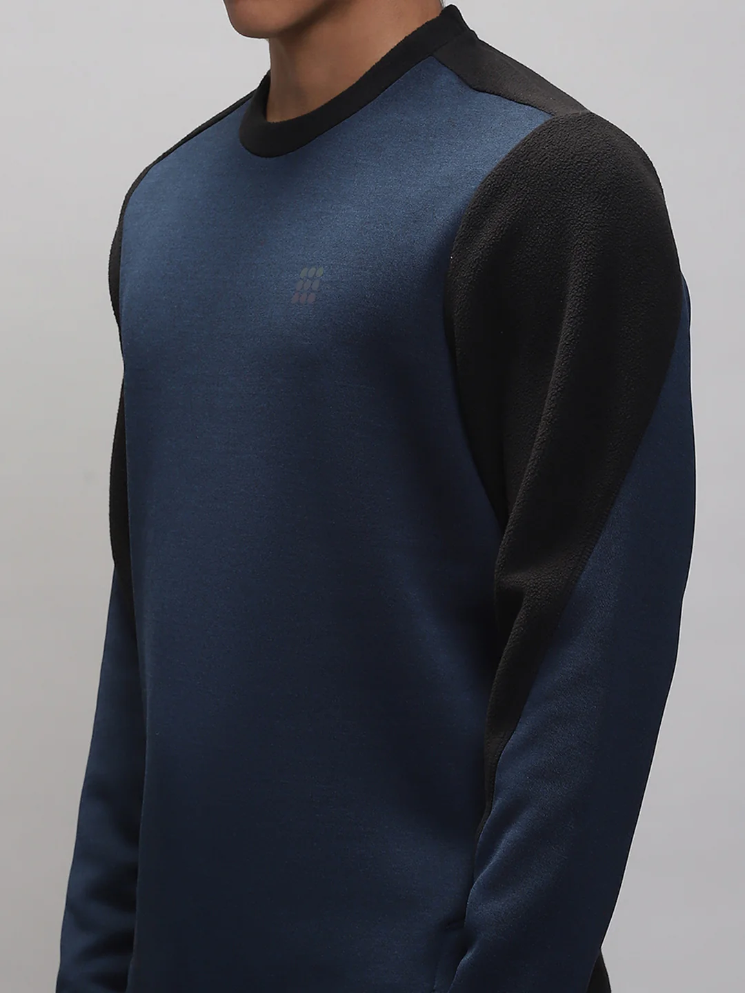Rock.it Men Teal Blue Solid Round Neck Full Sleeve Sweatshirt - Image 6